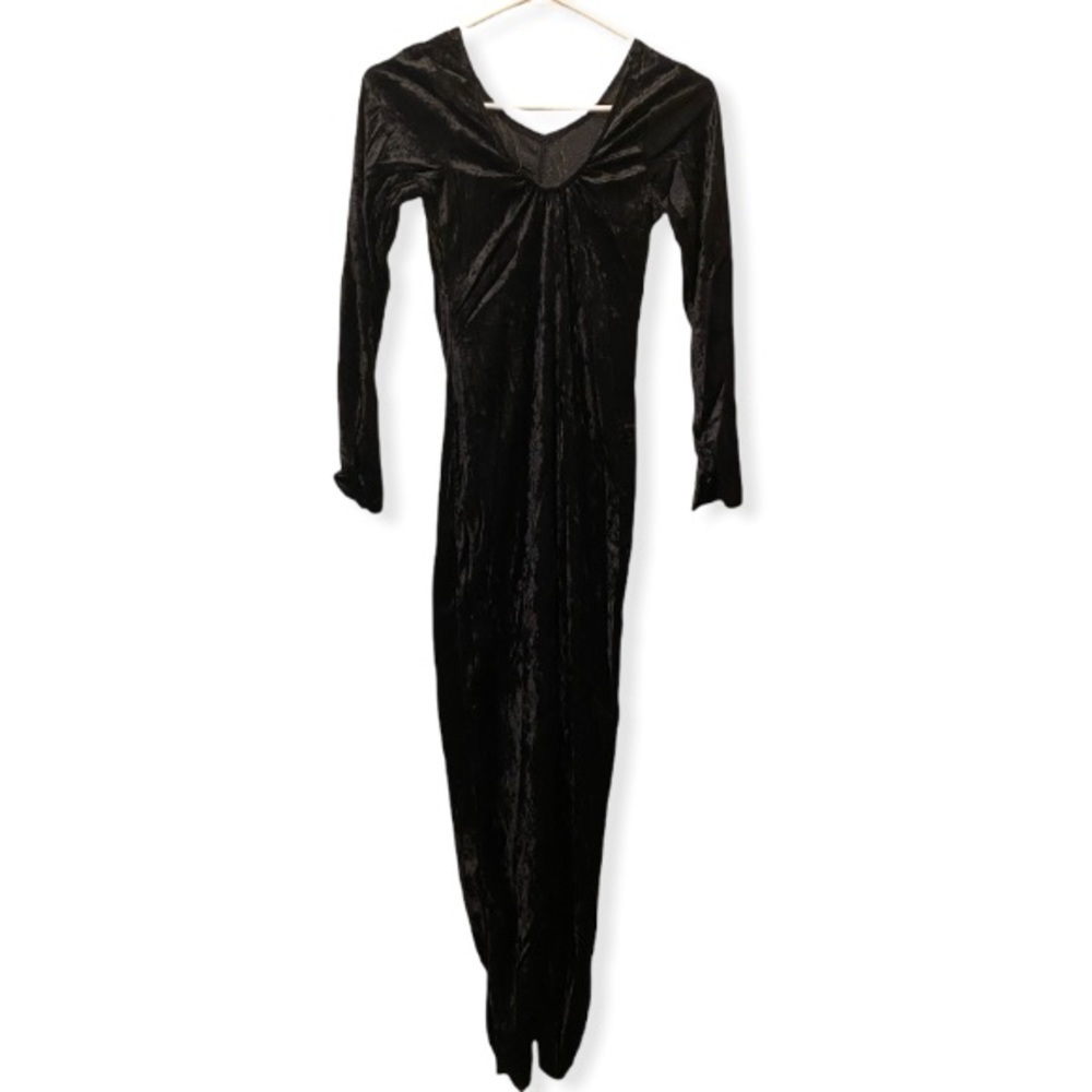 SPIRIT Halloween Black Velvet Jumpsuit Cat Women’s Costume Size Small Dress Up - Picture 3 of 4